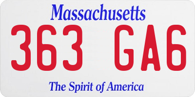 MA license plate 363GA6