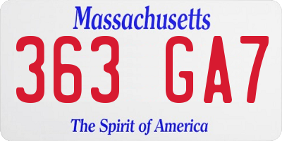 MA license plate 363GA7