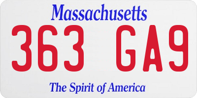 MA license plate 363GA9