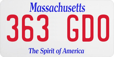 MA license plate 363GD0