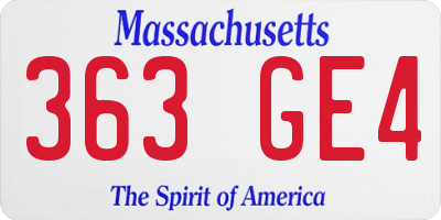MA license plate 363GE4