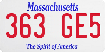 MA license plate 363GE5