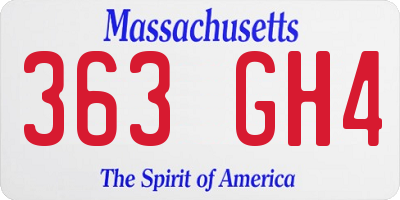 MA license plate 363GH4