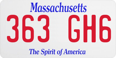 MA license plate 363GH6