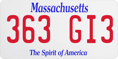 MA license plate 363GI3