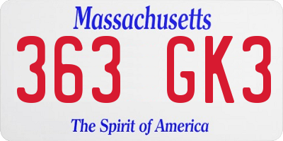 MA license plate 363GK3