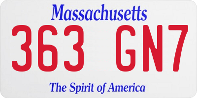 MA license plate 363GN7