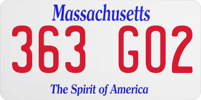 MA license plate 363GO2