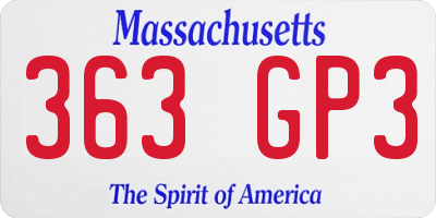 MA license plate 363GP3