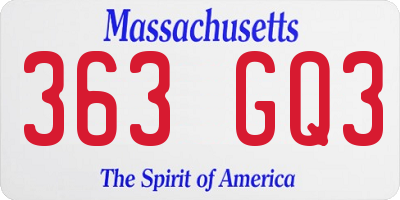 MA license plate 363GQ3
