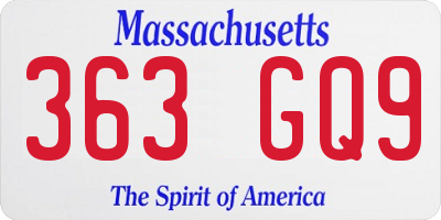 MA license plate 363GQ9