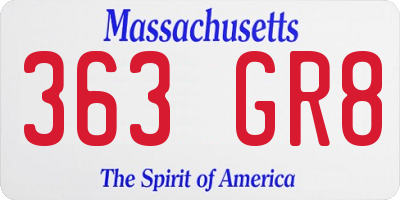 MA license plate 363GR8