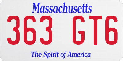 MA license plate 363GT6