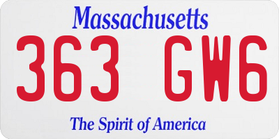 MA license plate 363GW6
