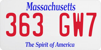 MA license plate 363GW7