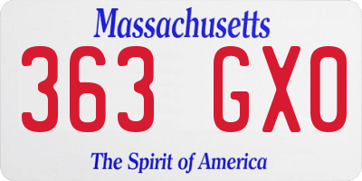MA license plate 363GX0