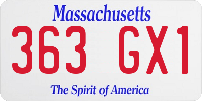 MA license plate 363GX1