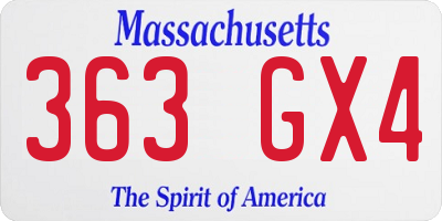 MA license plate 363GX4