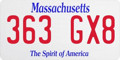 MA license plate 363GX8