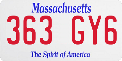 MA license plate 363GY6