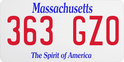 MA license plate 363GZ0