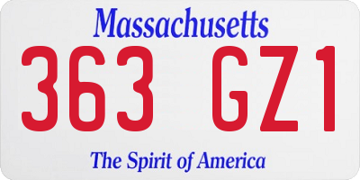 MA license plate 363GZ1