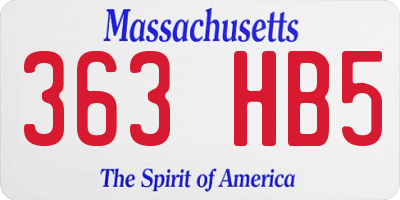 MA license plate 363HB5