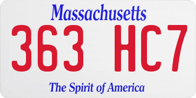 MA license plate 363HC7