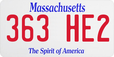 MA license plate 363HE2