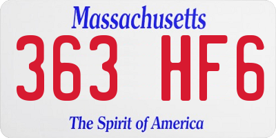 MA license plate 363HF6