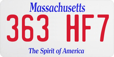 MA license plate 363HF7