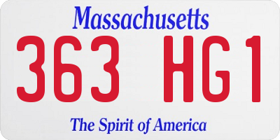 MA license plate 363HG1