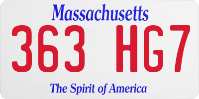 MA license plate 363HG7