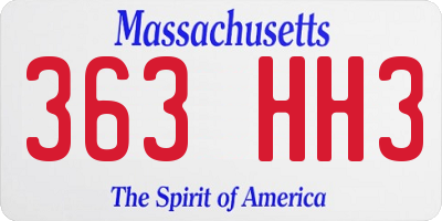 MA license plate 363HH3
