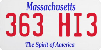 MA license plate 363HI3