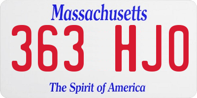 MA license plate 363HJ0