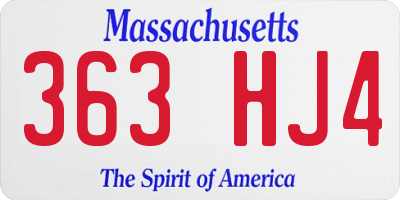 MA license plate 363HJ4