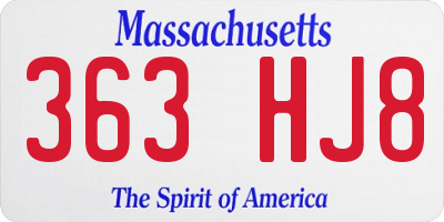 MA license plate 363HJ8