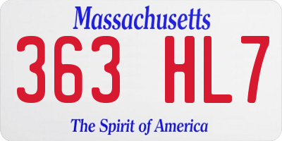 MA license plate 363HL7