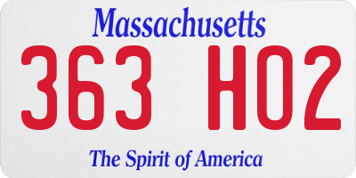 MA license plate 363HO2