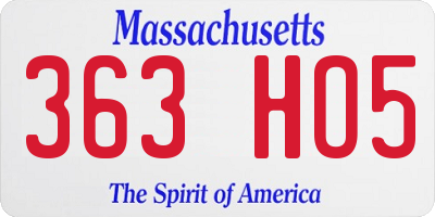MA license plate 363HO5