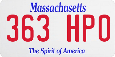 MA license plate 363HP0