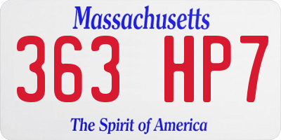MA license plate 363HP7