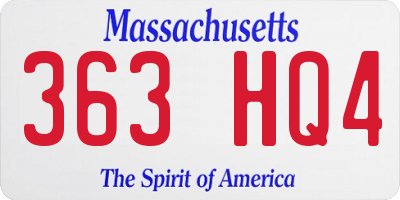 MA license plate 363HQ4