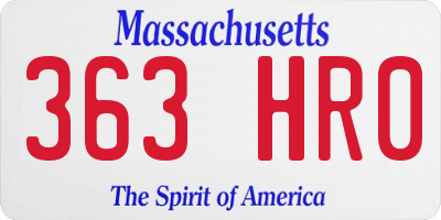 MA license plate 363HR0