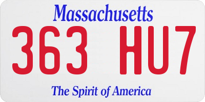 MA license plate 363HU7