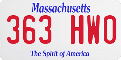 MA license plate 363HW0
