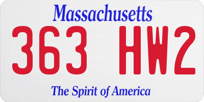 MA license plate 363HW2