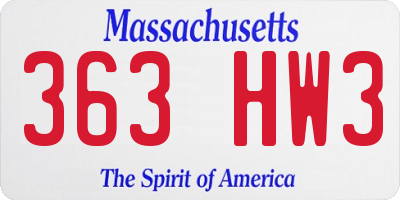 MA license plate 363HW3