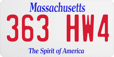 MA license plate 363HW4